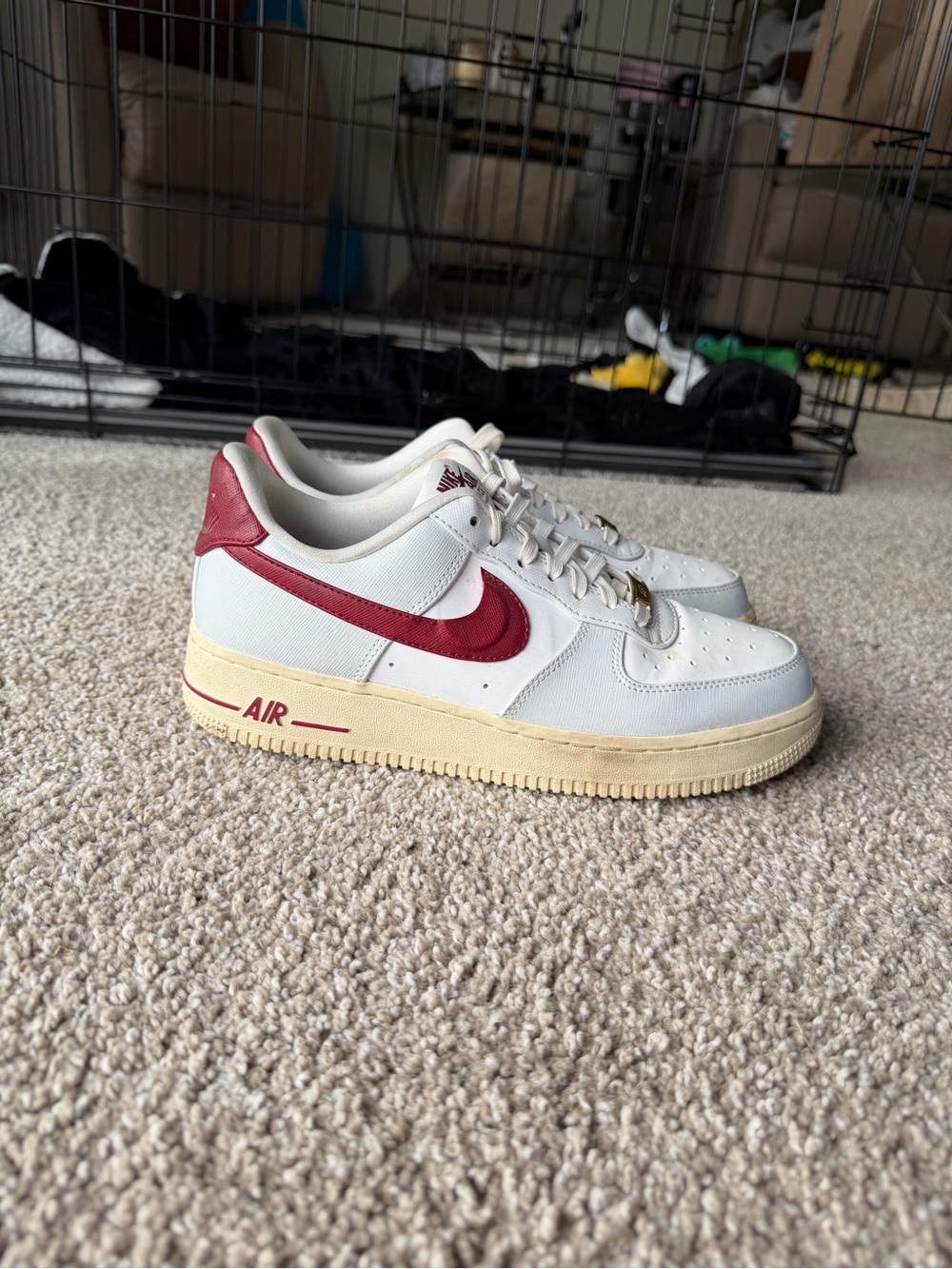 Nike White Sneakers with Red Swoosh